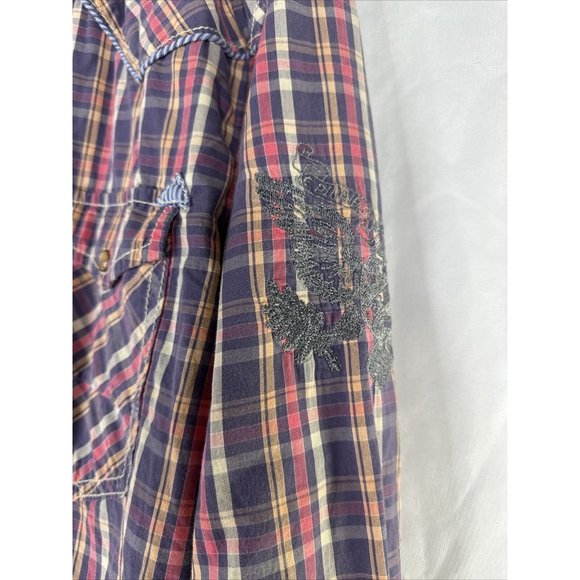 Z Brand Western Pearl Snap Short Mens Size XL Plaid Embroidered - Picture 6 of 16